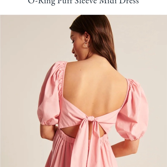 O Ring Puff Sleeve Midi Dress - Picture 3 of 7